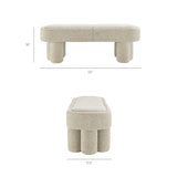 Elemi 52-Inch Oval Boucle Fabric Bench in Marble