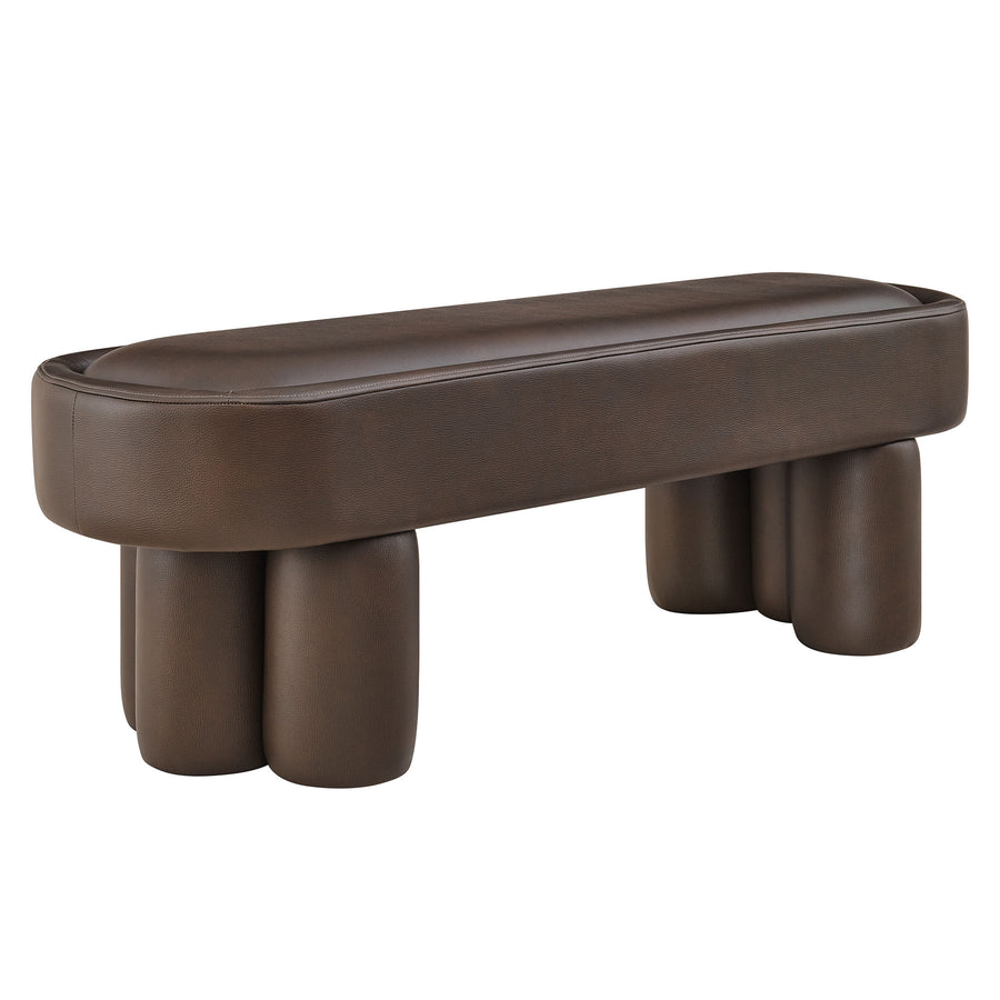 Elemi 52-Inch Oval Vegan Leather Bench in Espresso