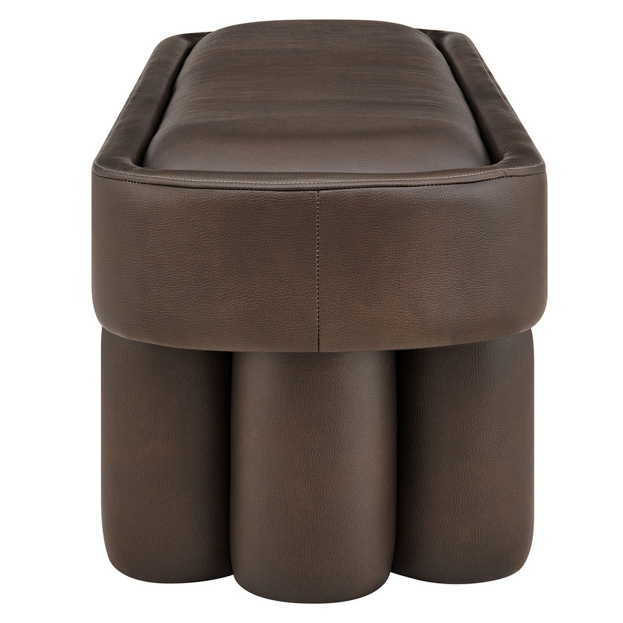 Elemi 52-Inch Oval Vegan Leather Bench in Espresso