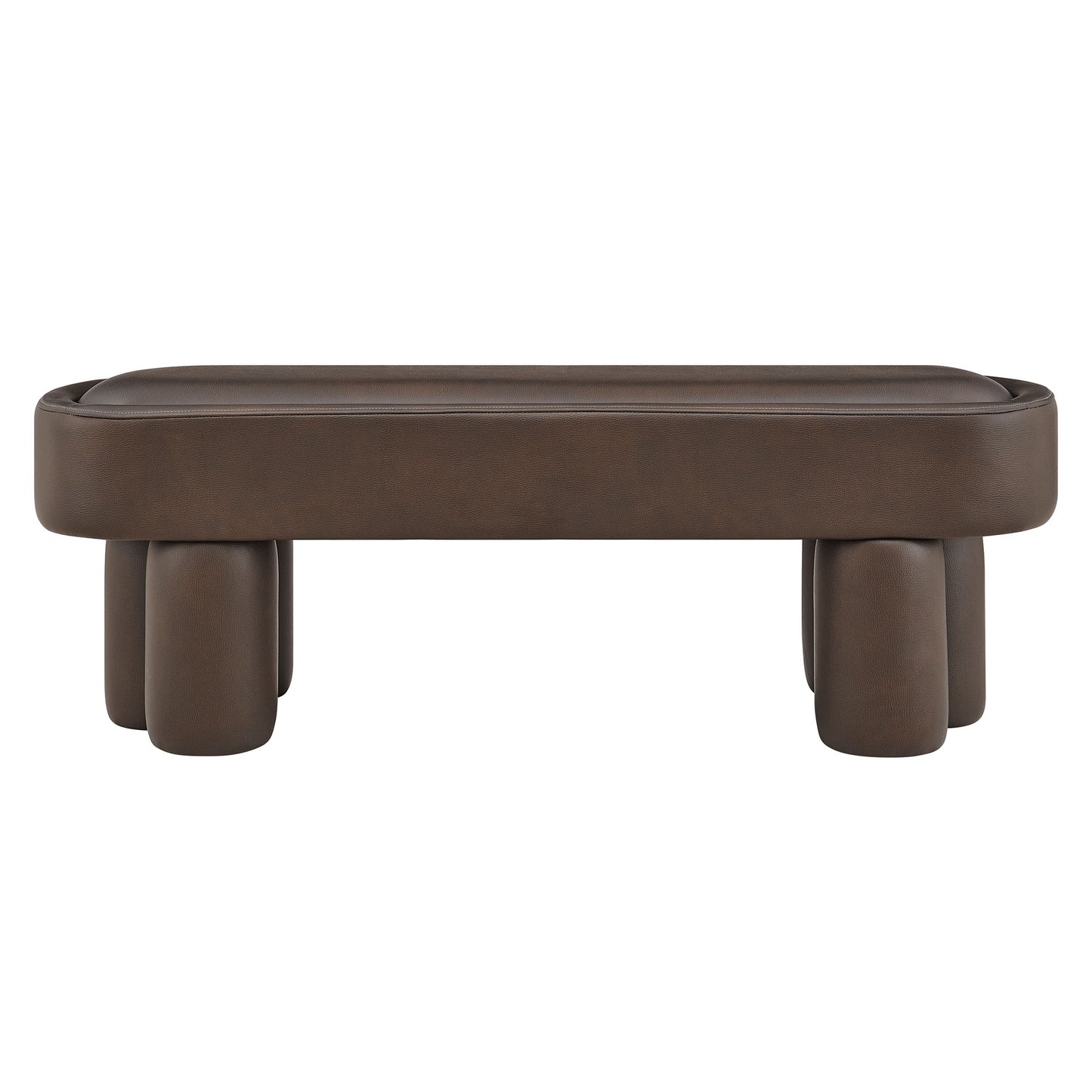 Elemi 52-Inch Oval Vegan Leather Bench in Espresso