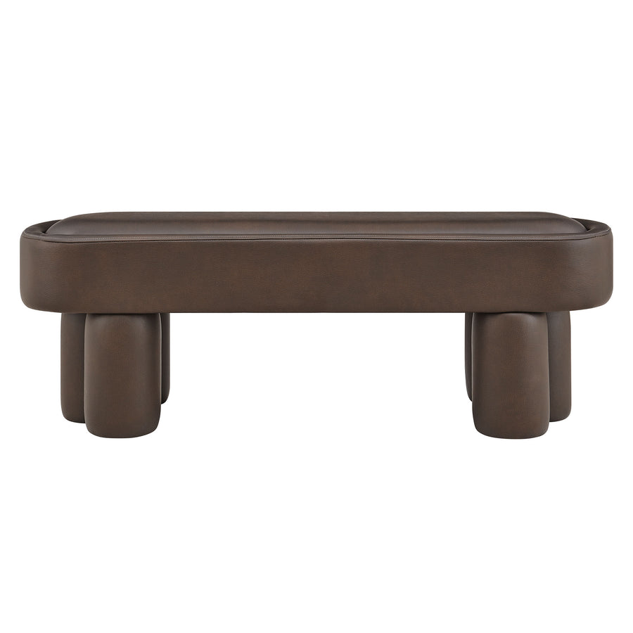 Elemi 52-Inch Oval Vegan Leather Bench in Espresso