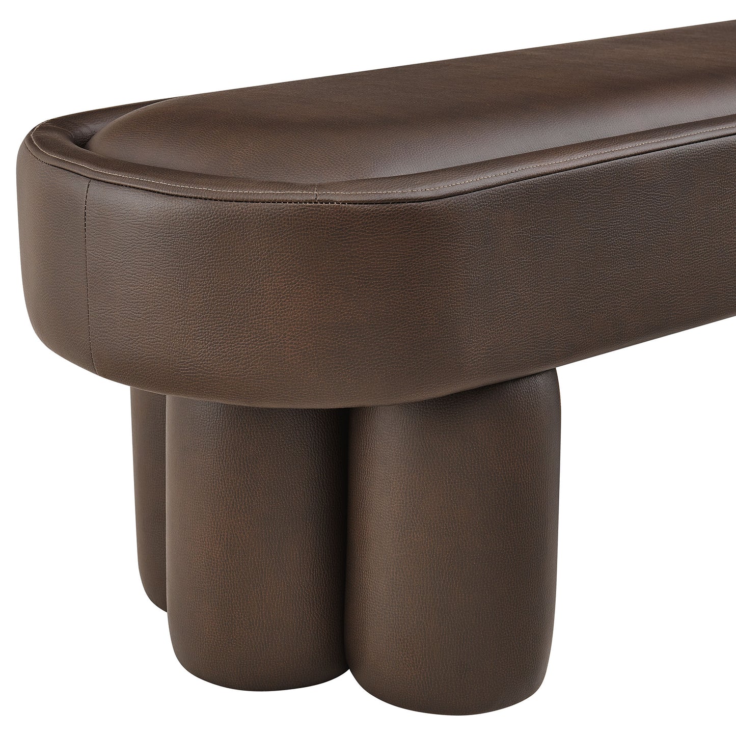 Elemi 52-Inch Oval Vegan Leather Bench in Espresso