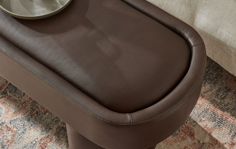 Elemi 52-Inch Oval Vegan Leather Bench in Espresso