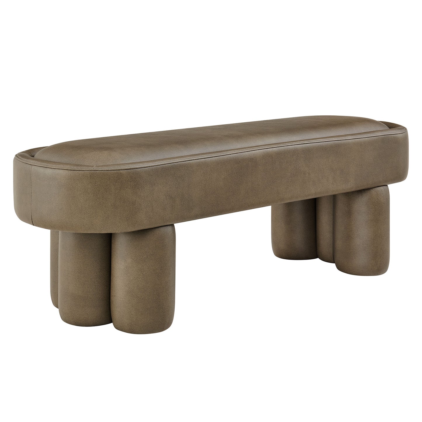 Elemi 52-Inch Oval Vegan Leather Bench in Mushroom