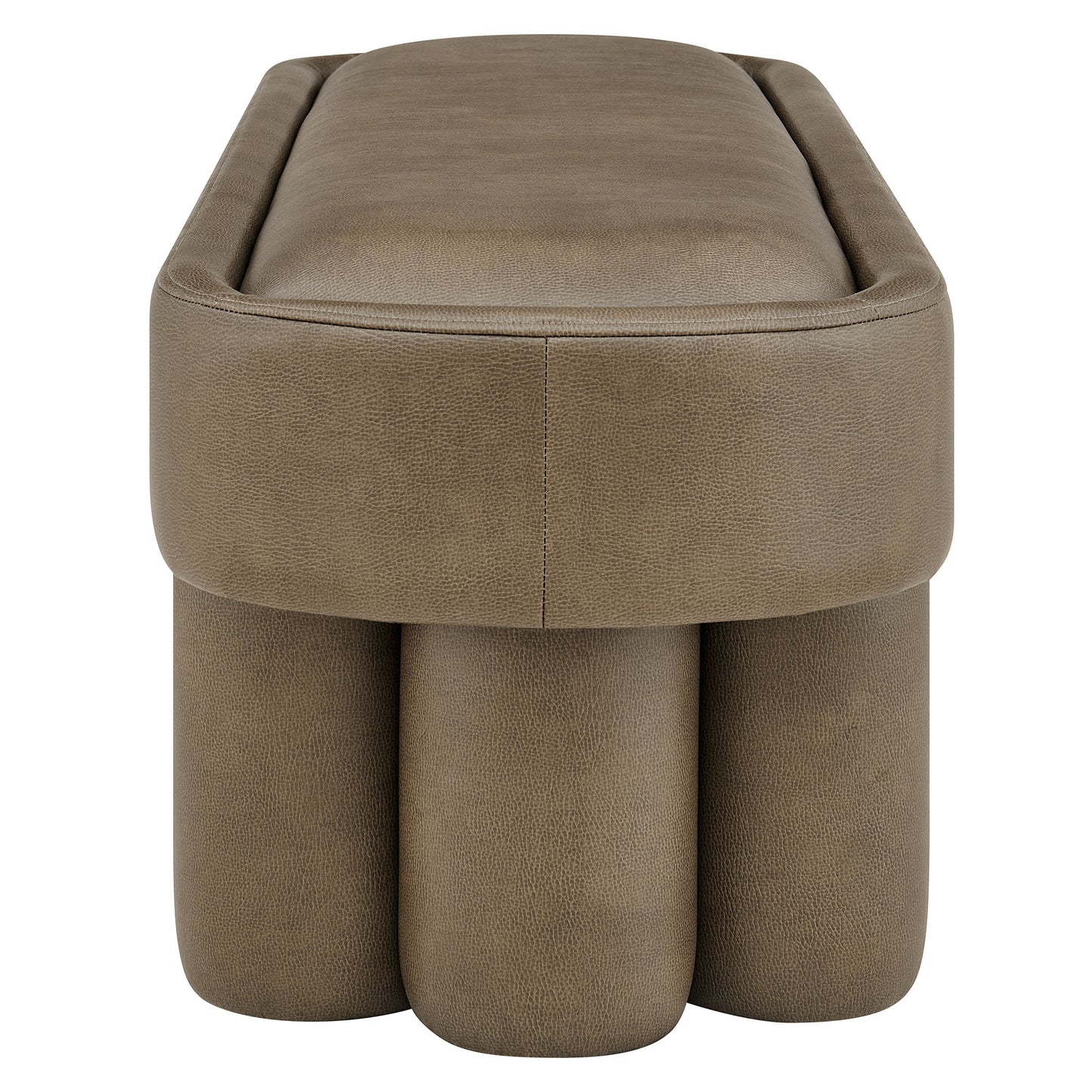 Elemi 52-Inch Oval Vegan Leather Bench in Mushroom