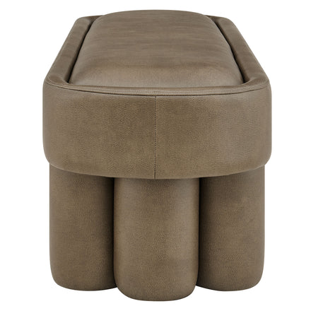 Mossi 52-Inch Oval Vegan Leather Bench in Mushroom
