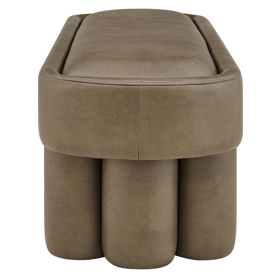 Elemi 52-Inch Oval Vegan Leather Bench in Mushroom