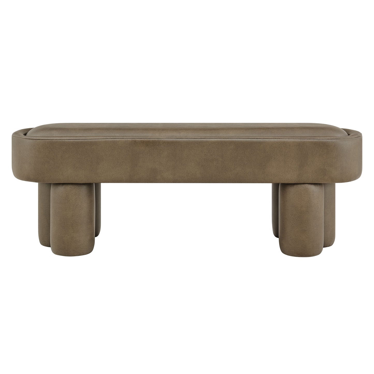 Elemi 52-Inch Oval Vegan Leather Bench in Mushroom