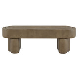 Elemi 52-Inch Oval Vegan Leather Bench in Mushroom
