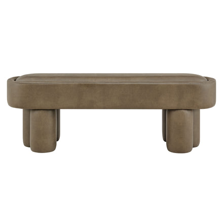 Mossi 52-Inch Oval Vegan Leather Bench in Mushroom