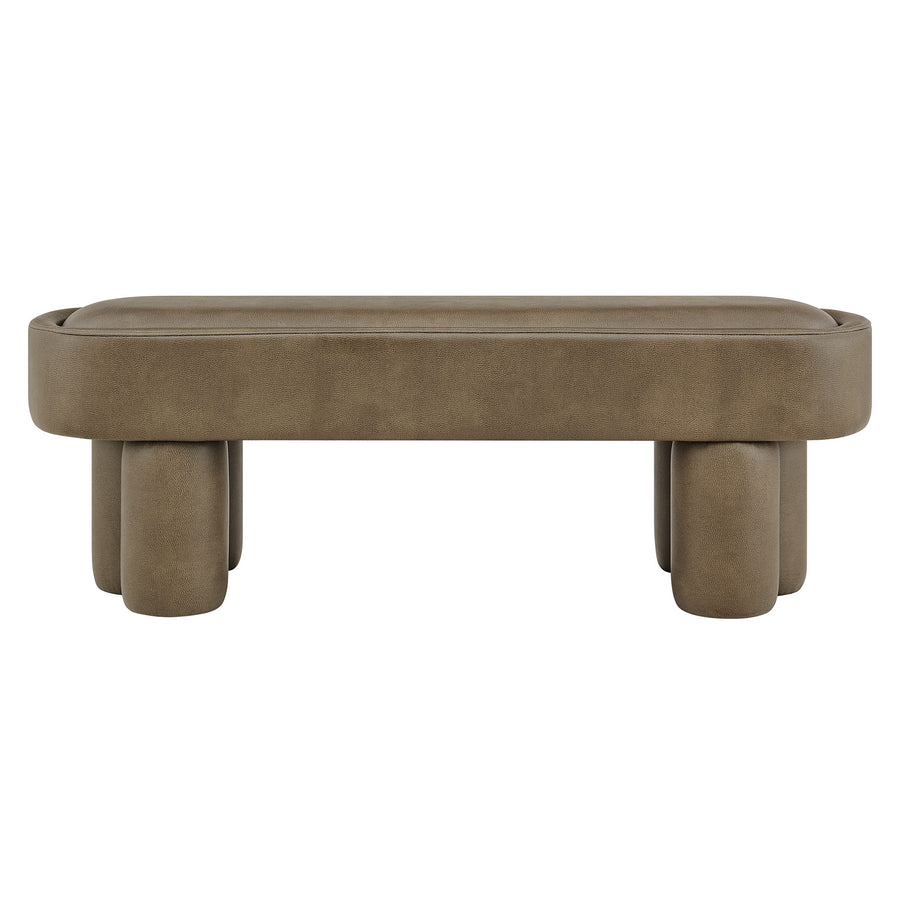 Elemi 52-Inch Oval Vegan Leather Bench in Mushroom