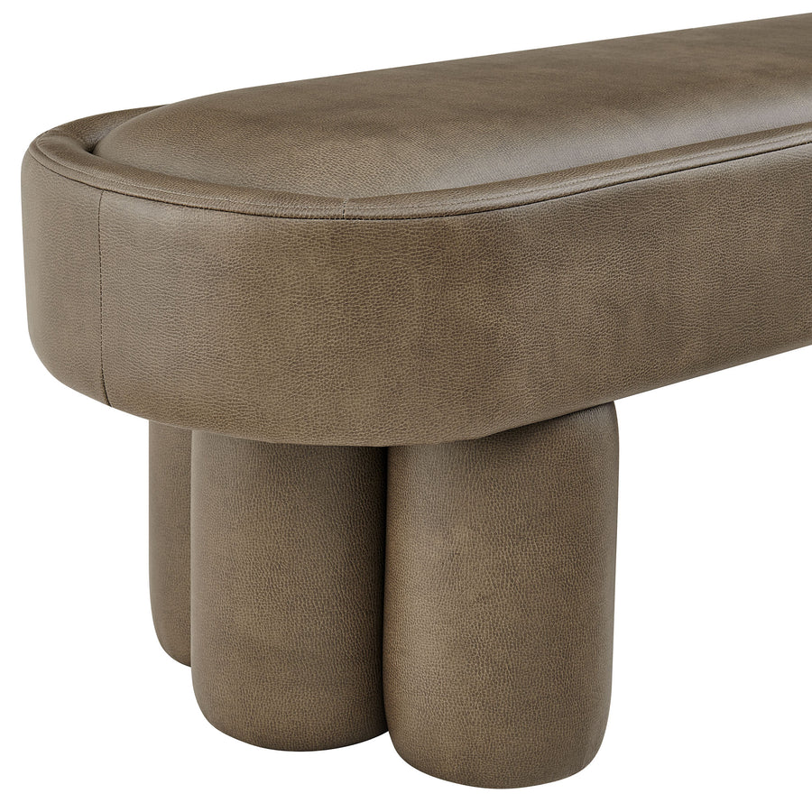 Elemi 52-Inch Oval Vegan Leather Bench in Mushroom