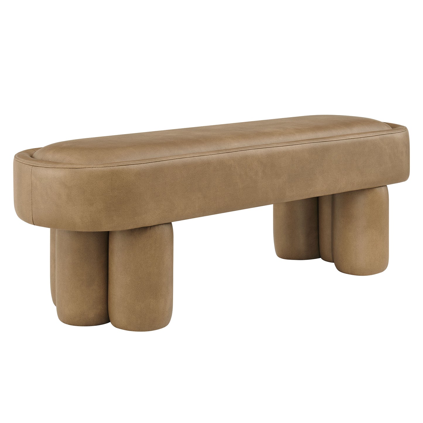 Elemi 52-Inch Oval Vegan Leather Bench in Toast