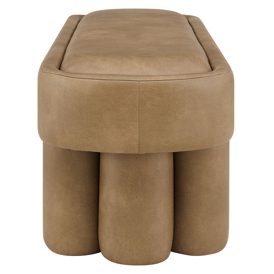 Elemi 52-Inch Oval Vegan Leather Bench in Toast