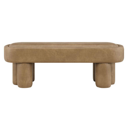 Mossi 52-Inch Oval Vegan Leather Bench in Toast