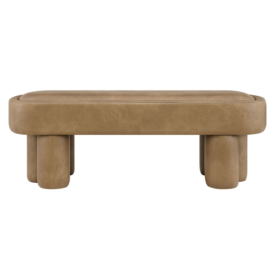 Elemi 52-Inch Oval Vegan Leather Bench in Toast