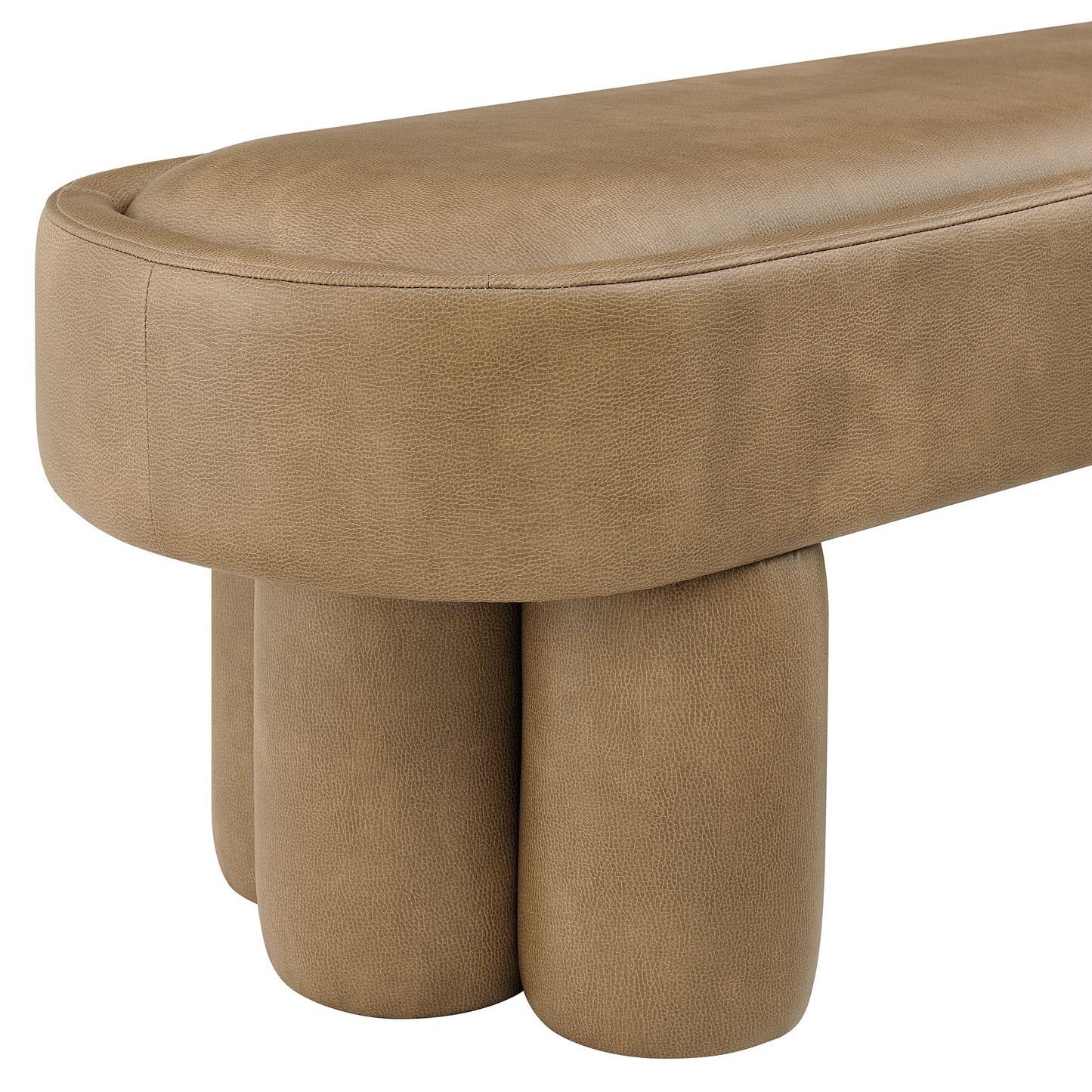 Elemi 52-Inch Oval Vegan Leather Bench in Toast