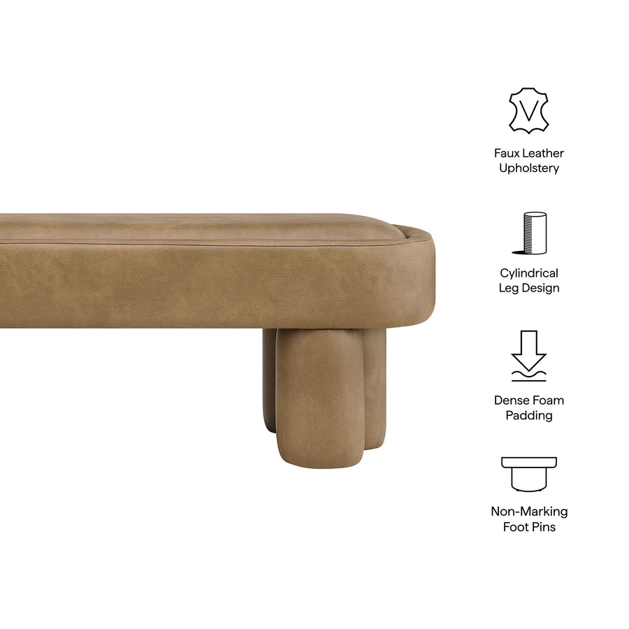 Elemi 52-Inch Oval Vegan Leather Bench in Toast
