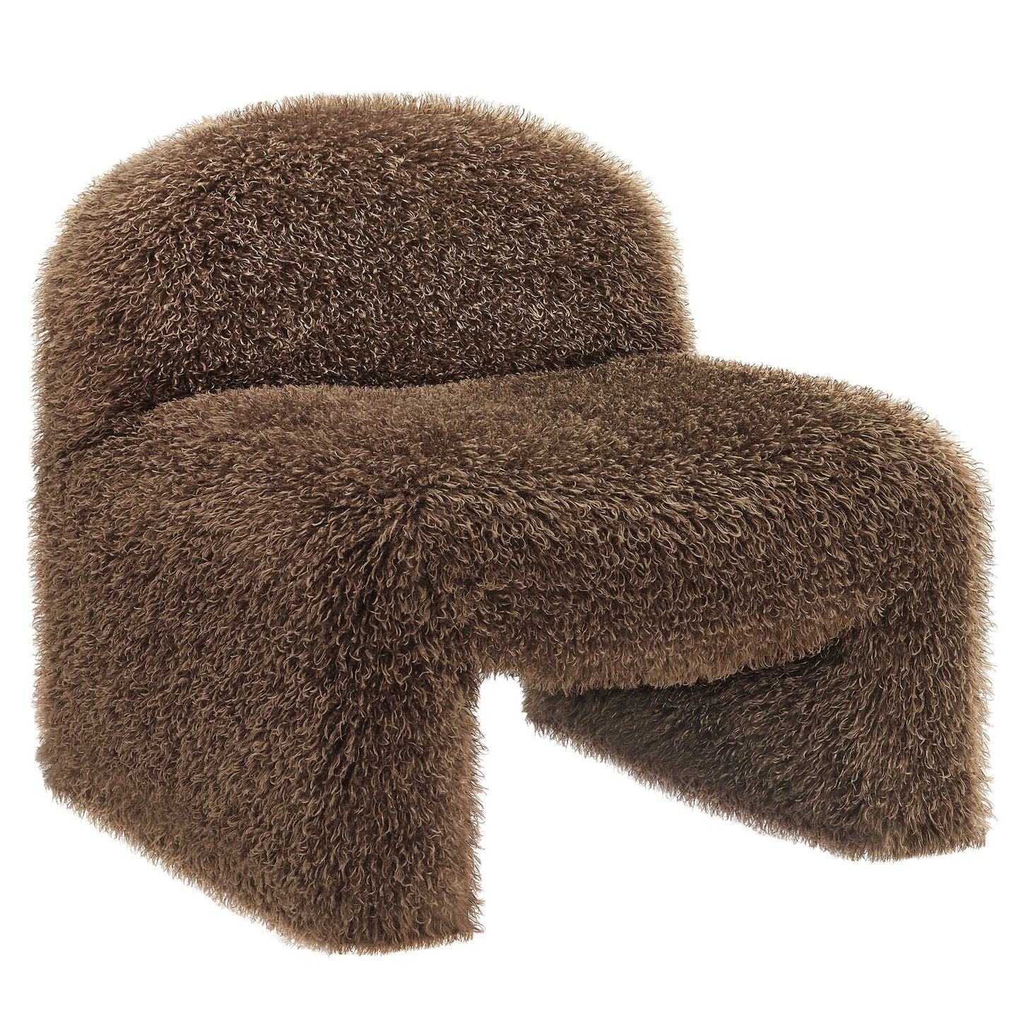Comillas Faux Fur Accent Chair in Brown