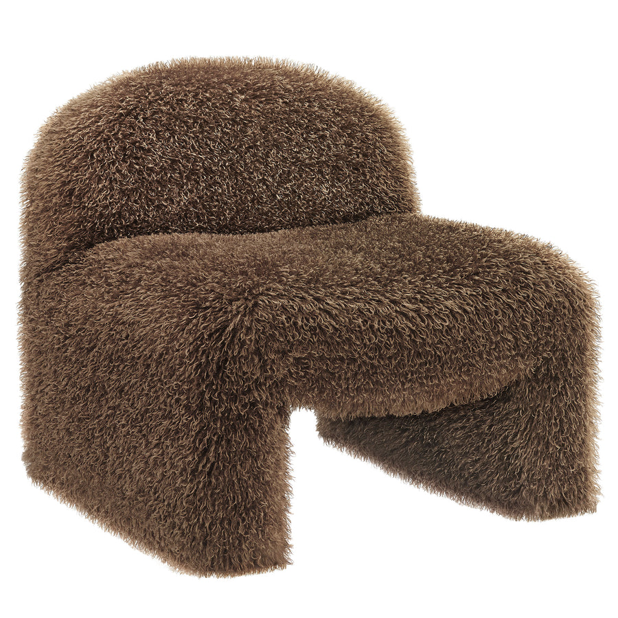Comillas Faux Fur Accent Chair in Brown