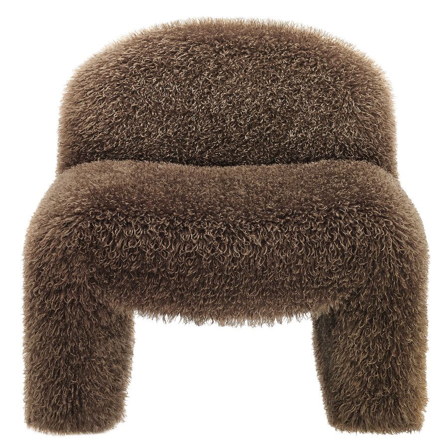 Comillas Faux Fur Accent Chair in Brown