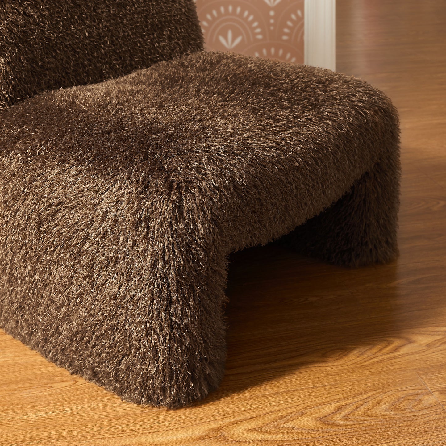 Comillas Faux Fur Accent Chair in Brown