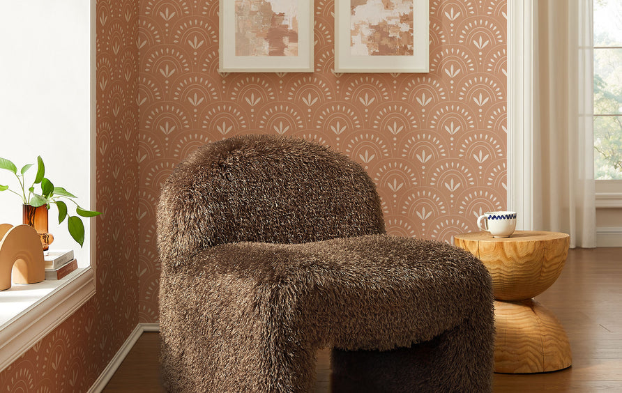 Comillas Faux Fur Accent Chair in Brown