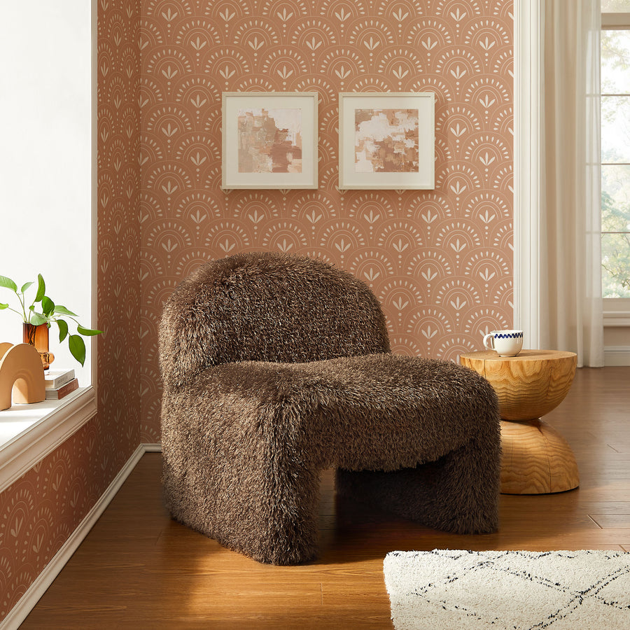 Comillas Faux Fur Accent Chair in Brown