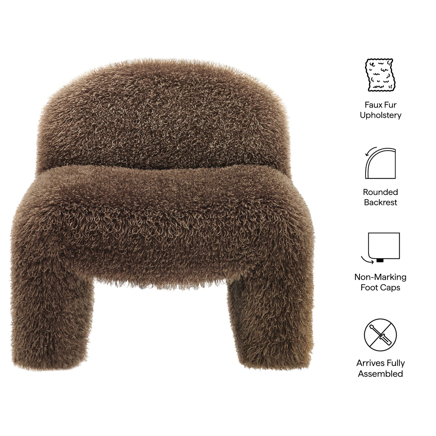 Comillas Faux Fur Accent Chair in Brown