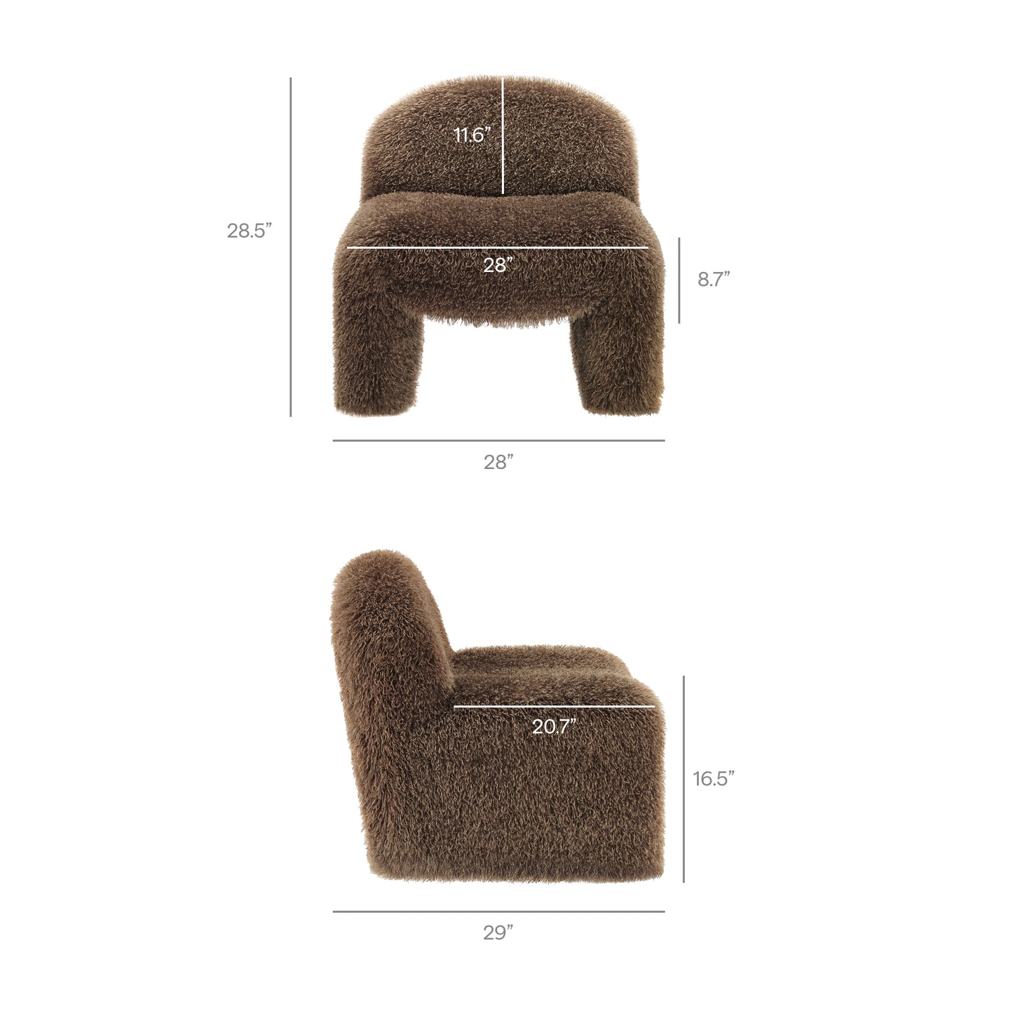 Comillas Faux Fur Accent Chair in Brown