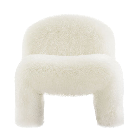 Mina Faux Fur Accent Chair in White
