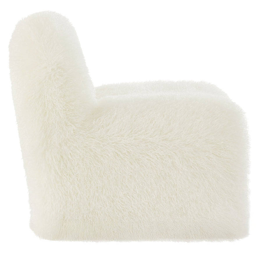 Comillas Faux Fur Accent Chair in White