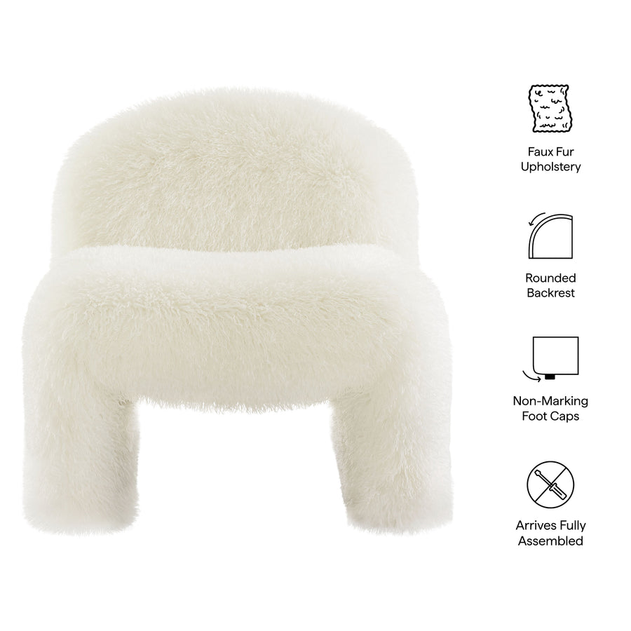 Comillas Faux Fur Accent Chair in White