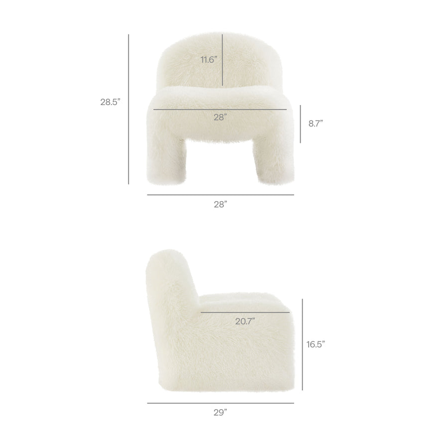 Comillas Faux Fur Accent Chair in White