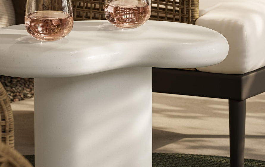 Wade Outdoor Patio Side Table in White
