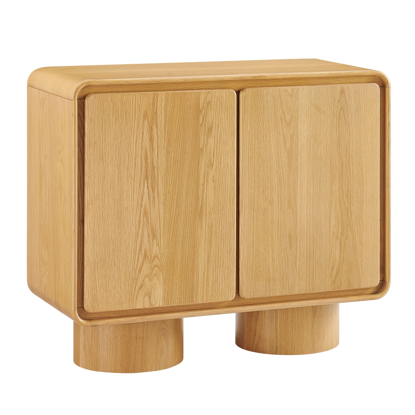 Cassia 2-Door Curved Wood Accent Cabinet in Oak