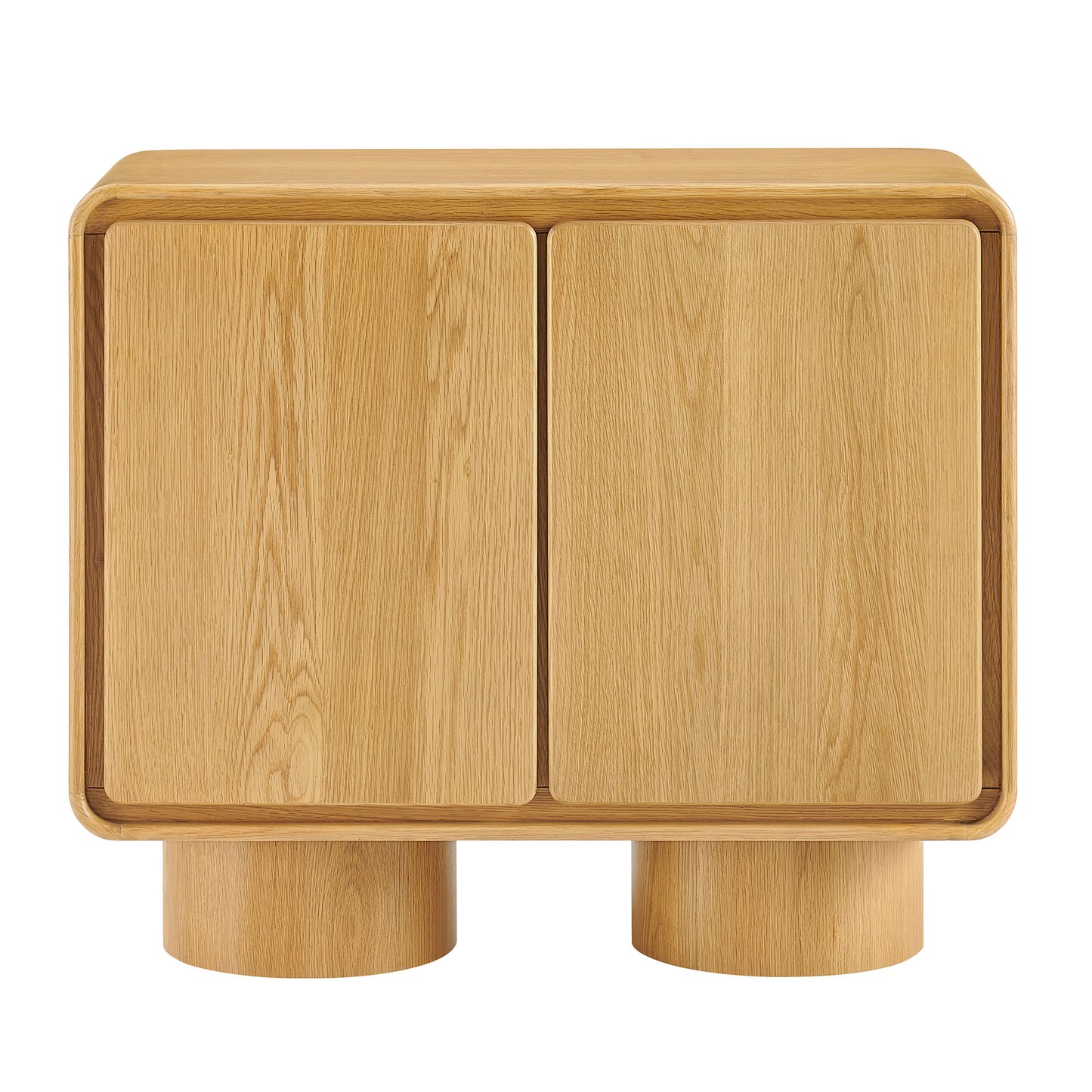 Cassia 2-Door Curved Wood Accent Cabinet in Oak