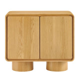 Cassia 2-Door Curved Wood Accent Cabinet in Oak