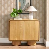 Cassia 2-Door Curved Wood Accent Cabinet in Oak