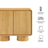 Cassia 2-Door Curved Wood Accent Cabinet in Oak