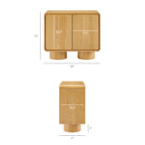Cassia 2-Door Curved Wood Accent Cabinet in Oak