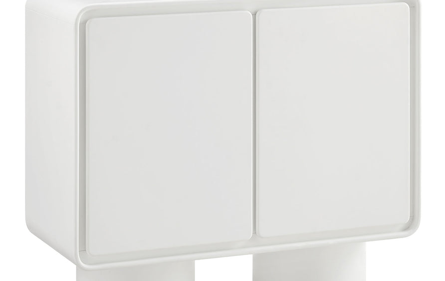 Cassia 2-Door Curved Wood Accent Cabinet in White