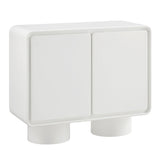 Cassia 2-Door Curved Wood Accent Cabinet in White