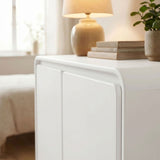 Cassia 2-Door Curved Wood Accent Cabinet in White