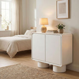 Cassia 2-Door Curved Wood Accent Cabinet in White