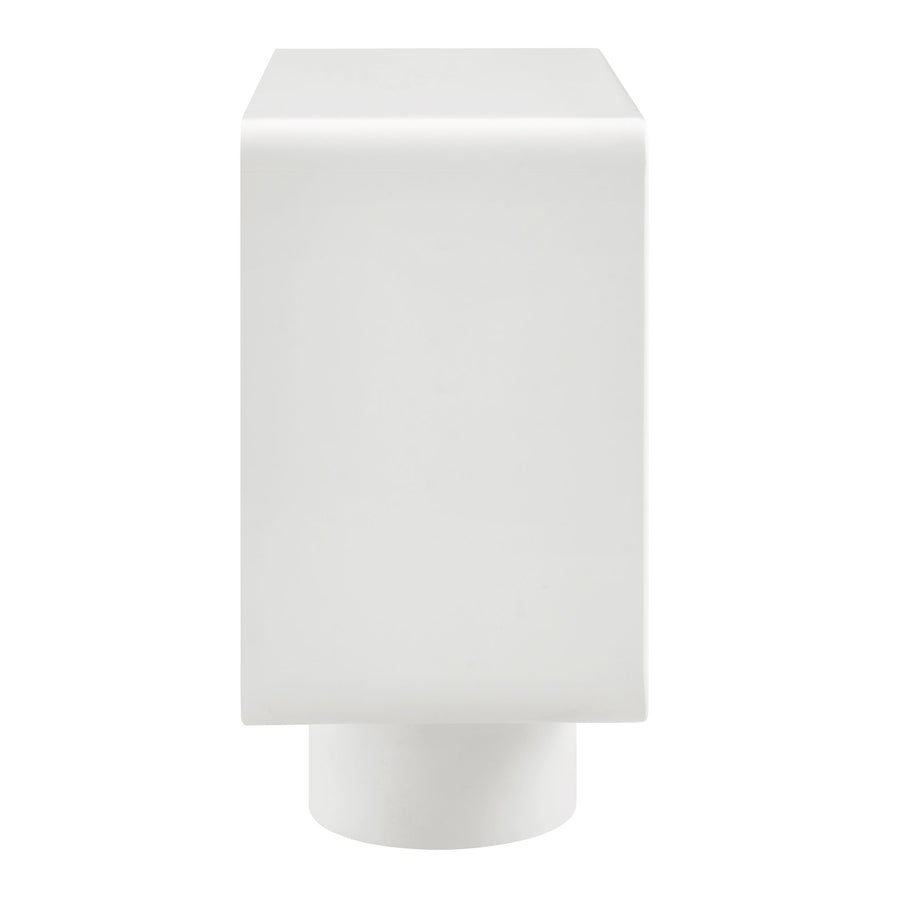 Cassia 2-Door Curved Wood Accent Cabinet in White