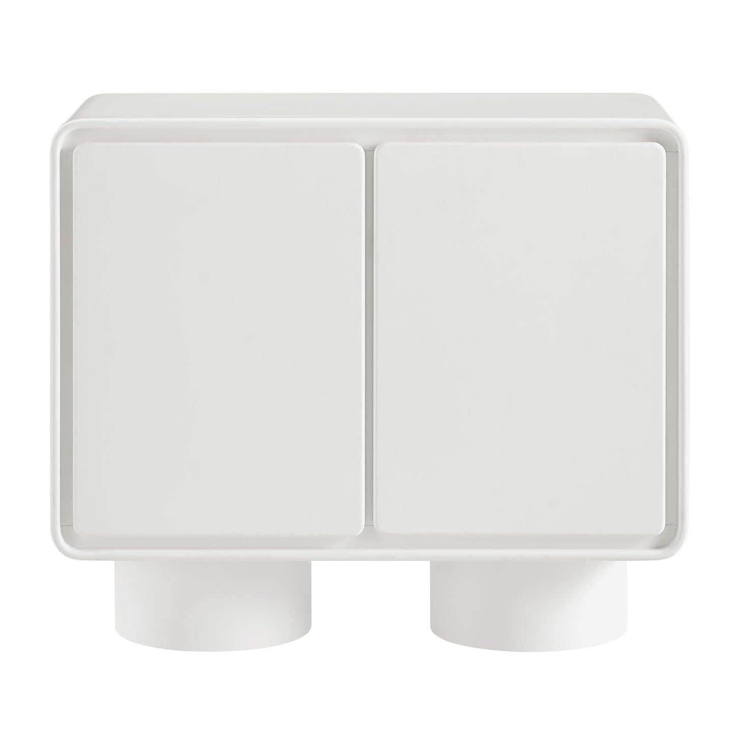 Cassia 2-Door Curved Wood Accent Cabinet in White