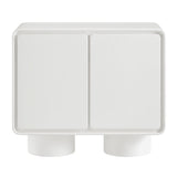 Cassia 2-Door Curved Wood Accent Cabinet in White