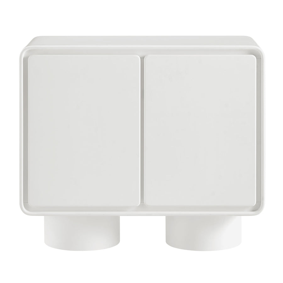 Cassia 2-Door Curved Wood Accent Cabinet in White