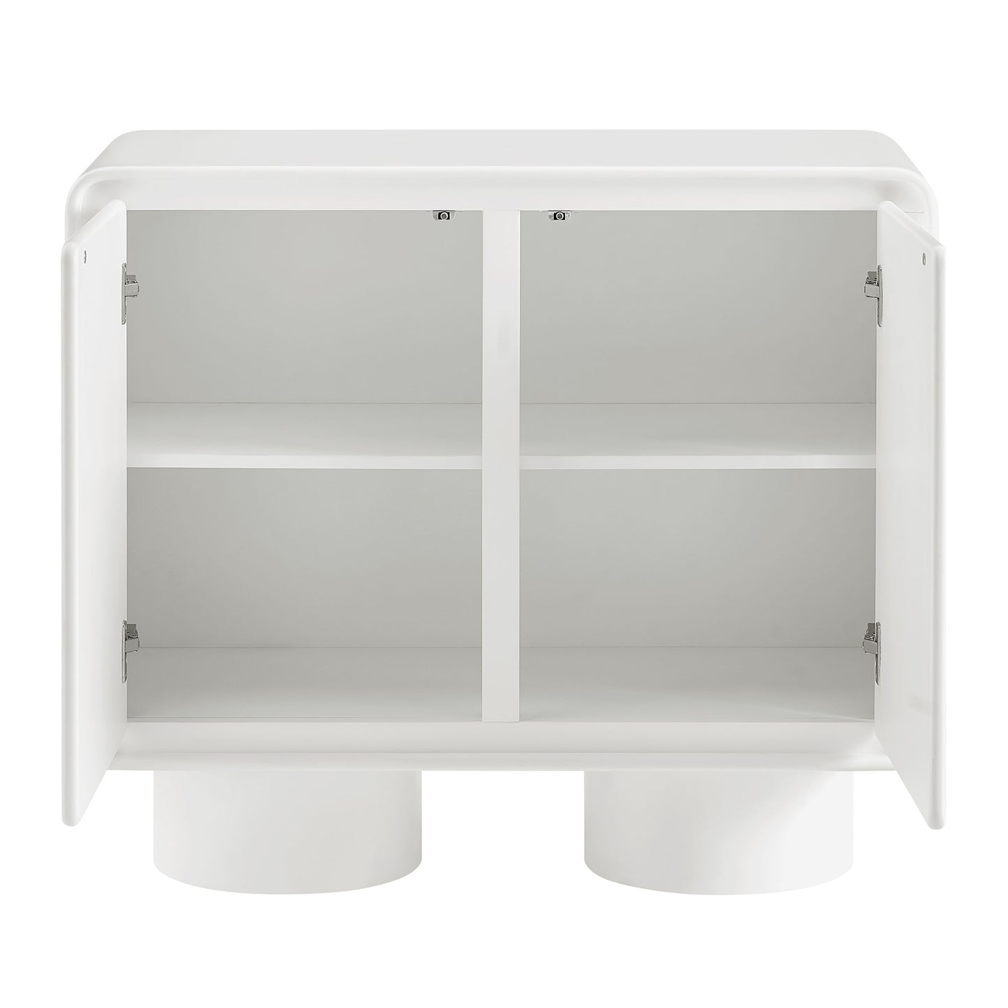 Cassia 2-Door Curved Wood Accent Cabinet in White
